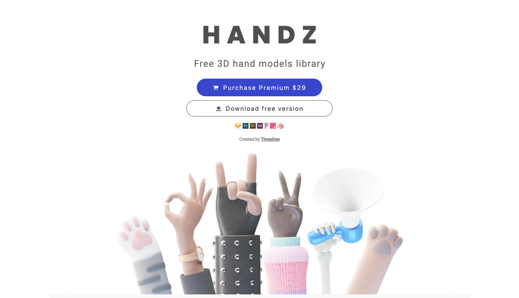 Handz 3D hand gestures library